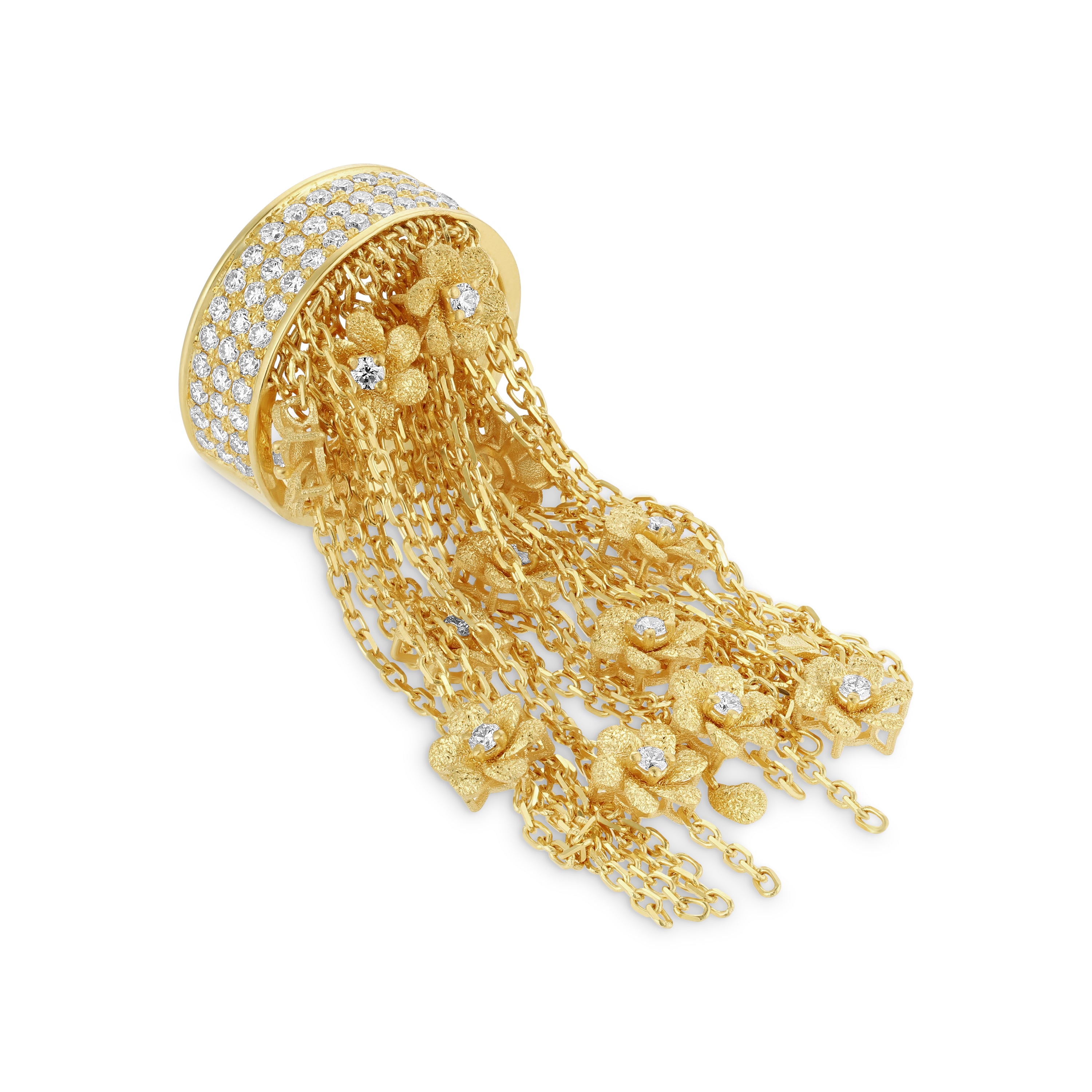 Fleur Motif Tassel Ring