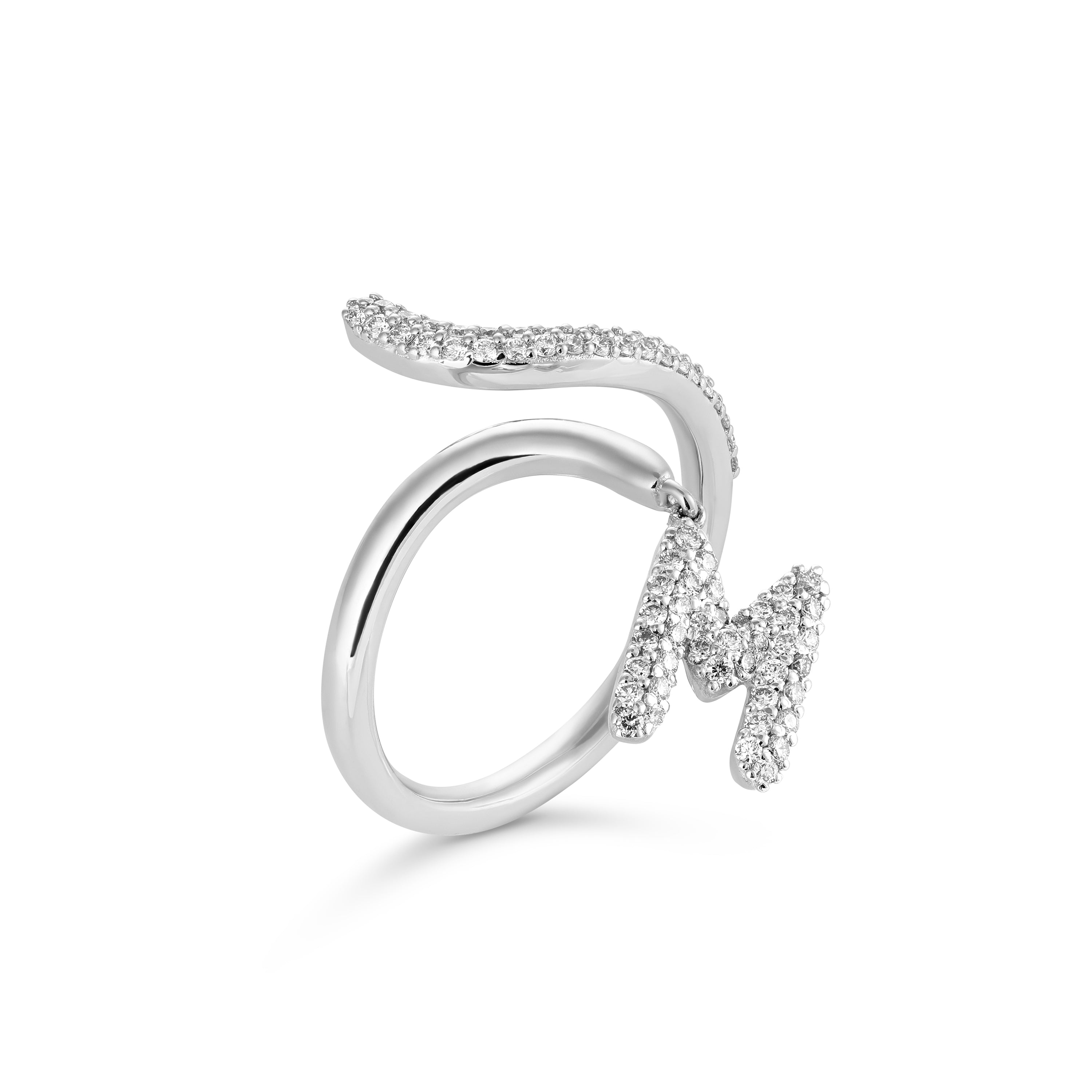 Spirale Half Pavé Initial Ring