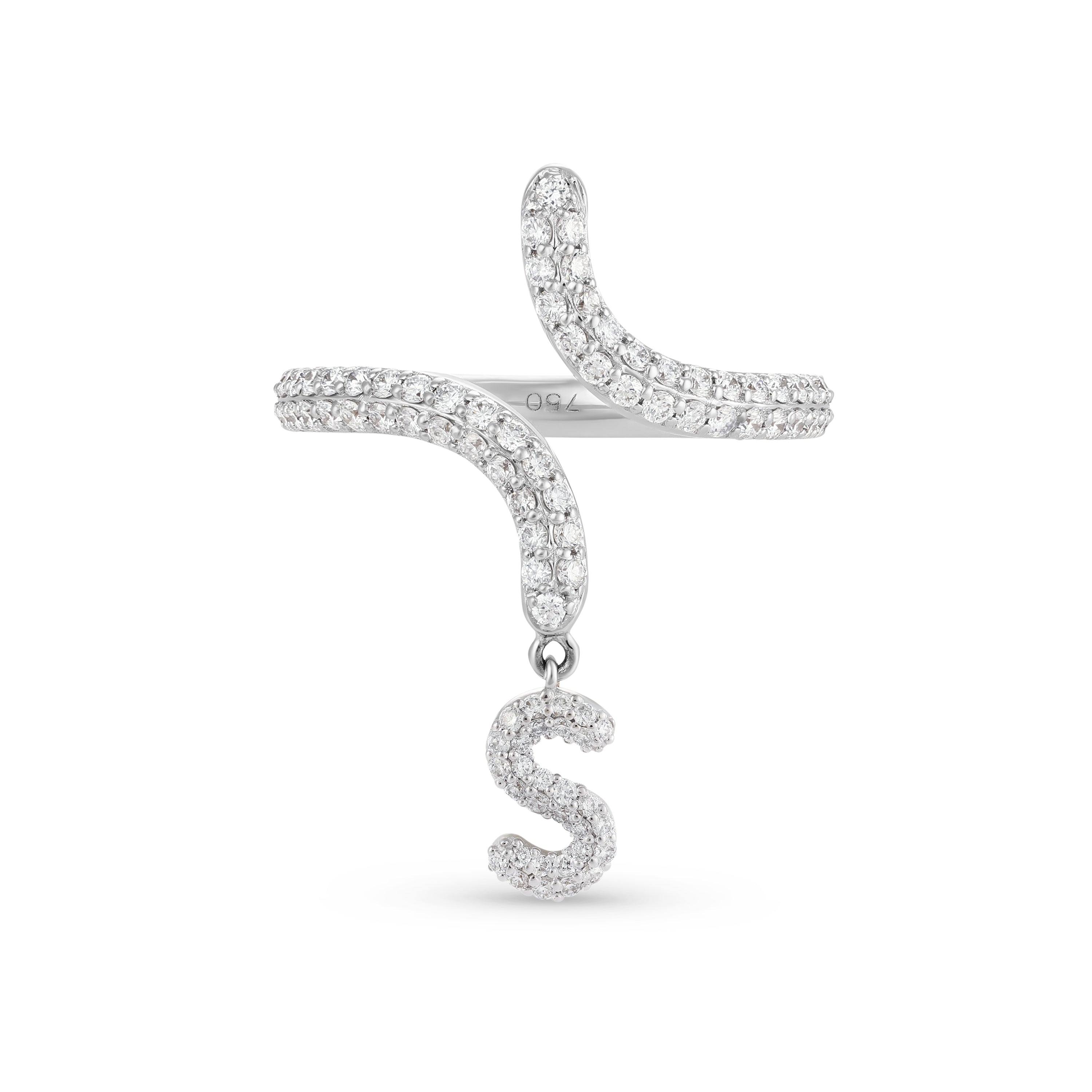 Spirale Pavé Initial Ring