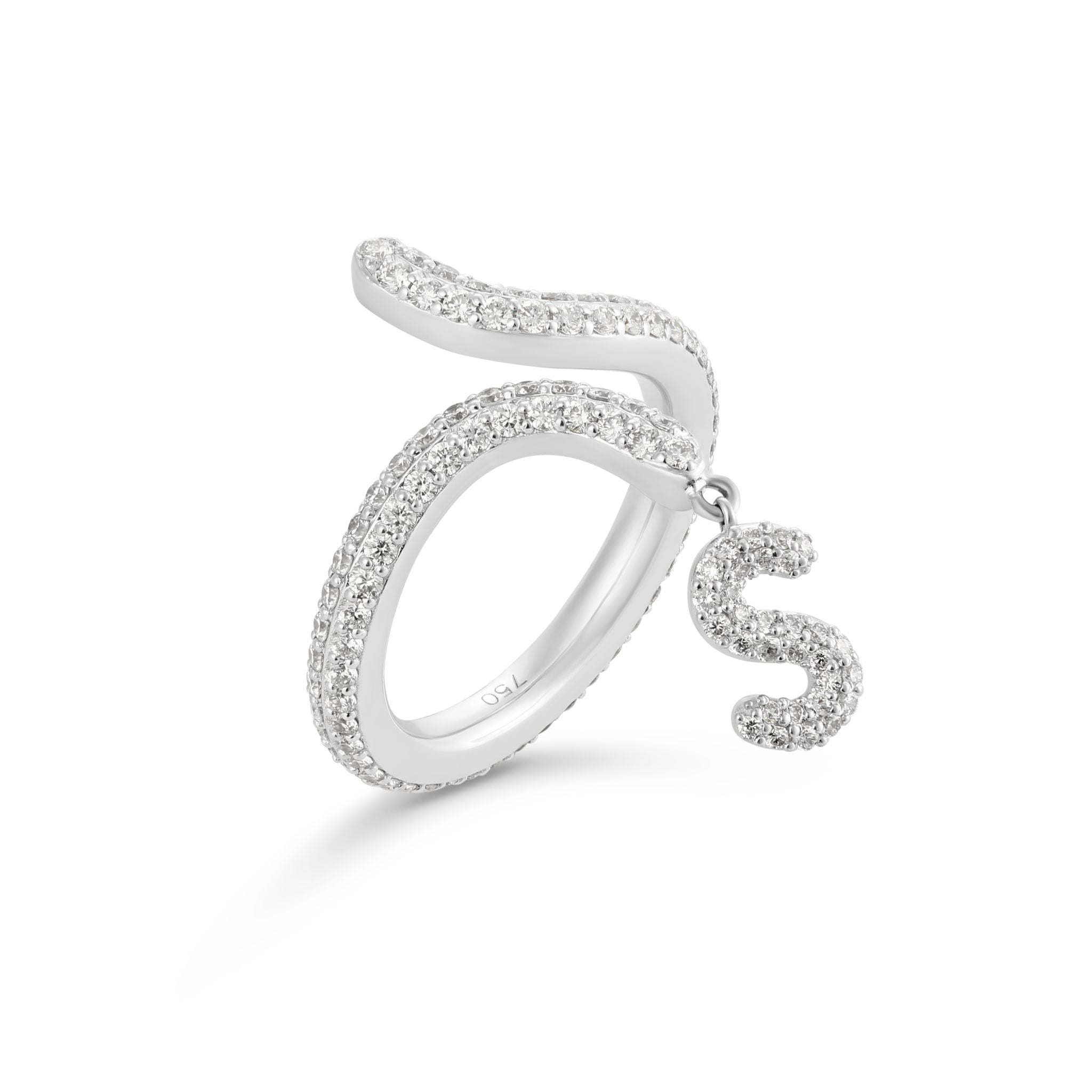 Spirale Pavé Initial Ring
