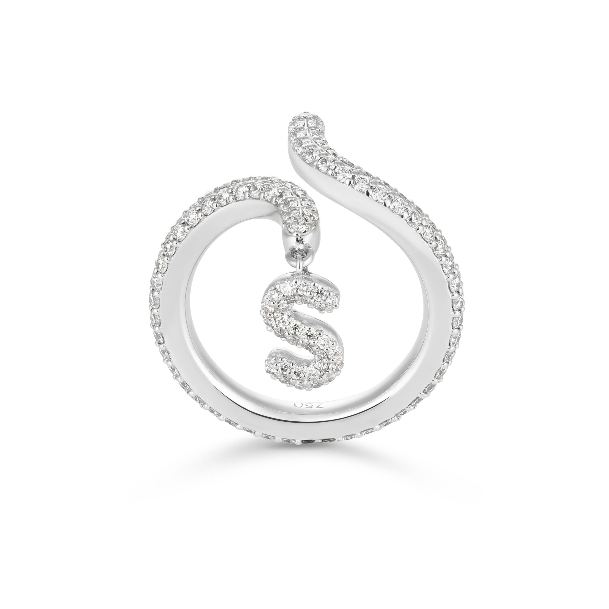 Spirale Pavé Initial Ring