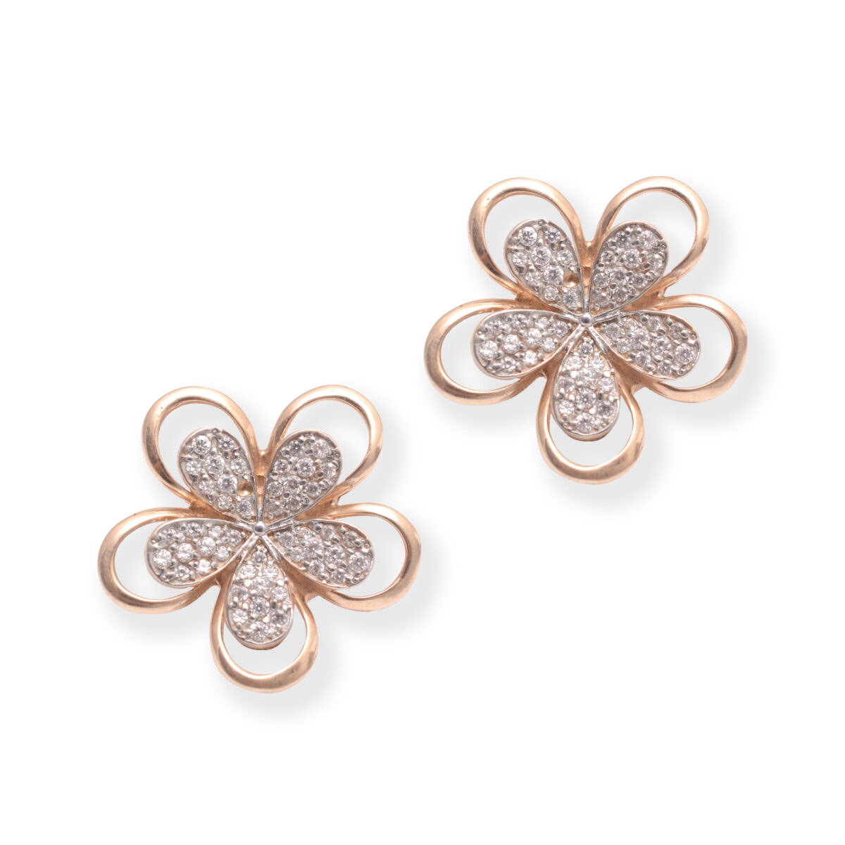 Modern Floral Diamond Earrings