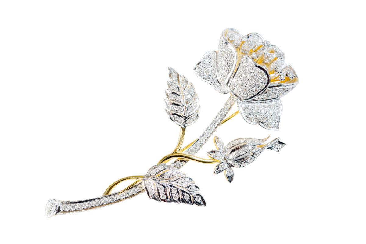 Riveting Rose Diamond Brooch